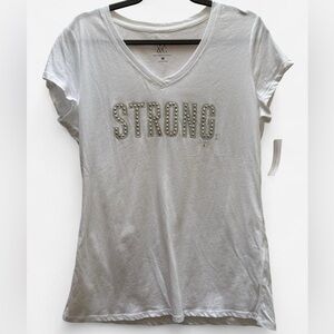 NY & Company White Studded STRONG T-Shirt NWT